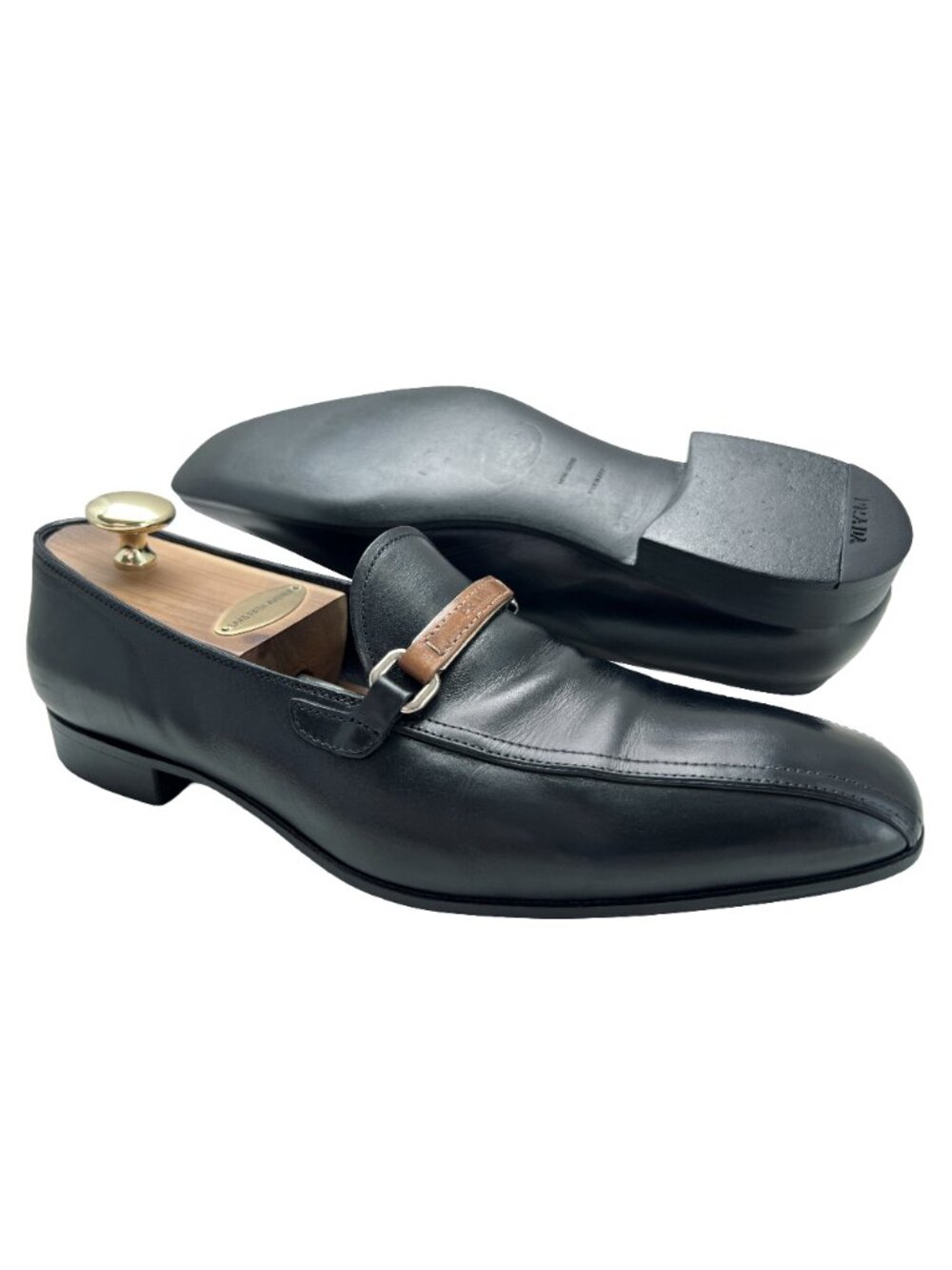 $1150 PRADA Mens Black Dress Shoes Silver Bit Loafers US 9.5 / UK 8.5 / 42.5 EU - Picture 3 of 9
